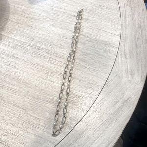 David Yurman Long Silver / Pearl Chained Necklace